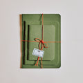 Set of Three Notebooks (Green with Red Waxed String)