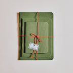 Set of Three Notebooks (Green with Red Waxed String)