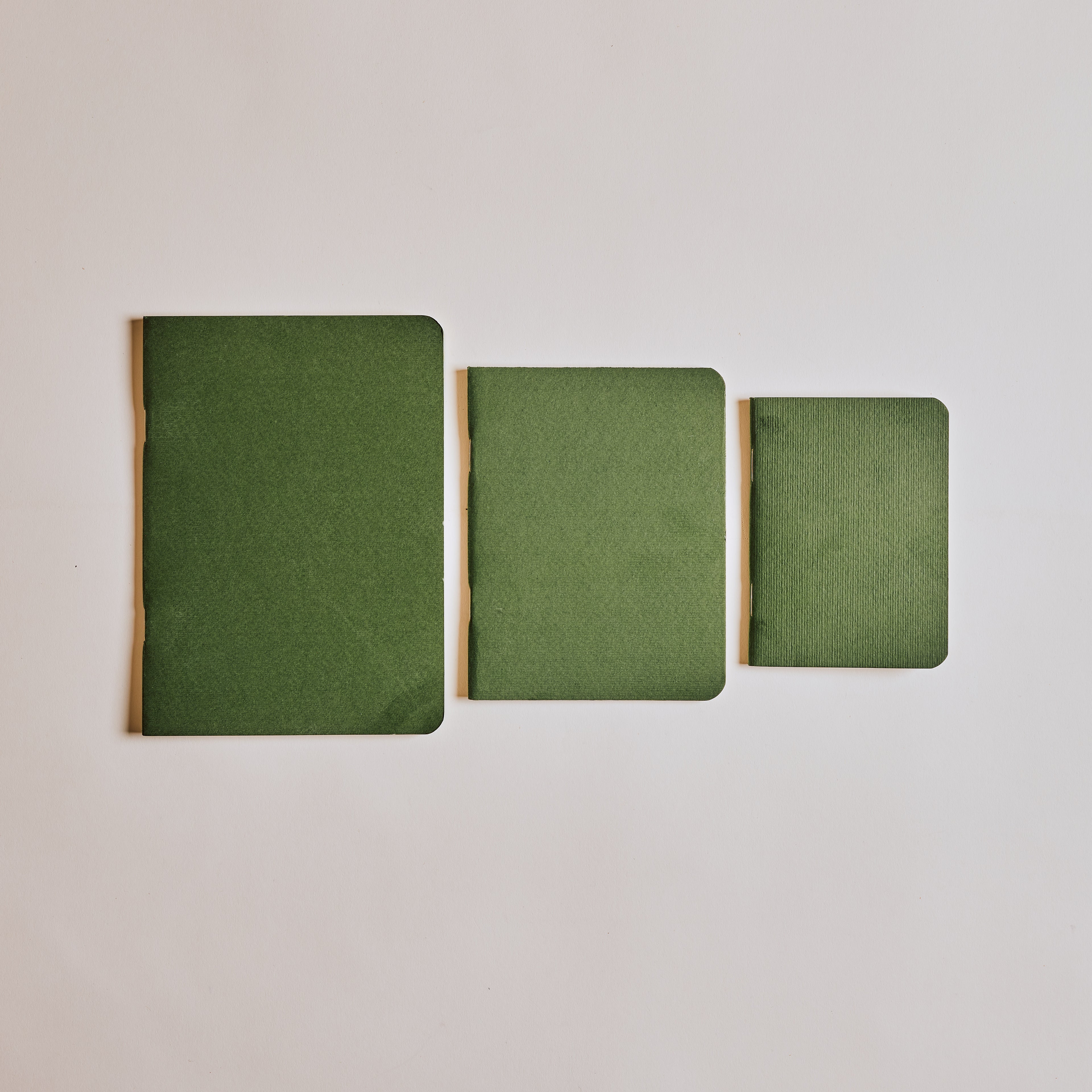 Set of Three Notebooks (Green with Red Waxed String)